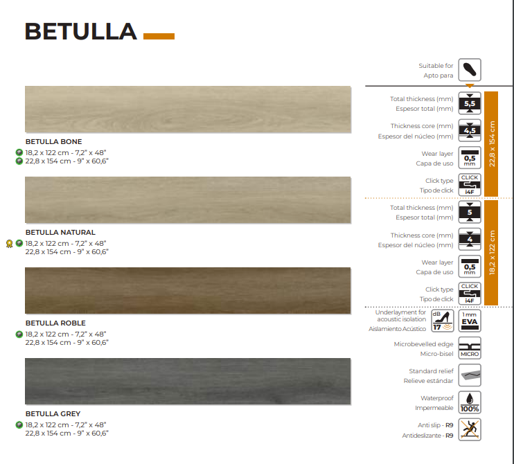 Materia SPC wood Betulla Vinyl Flooring 